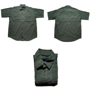 5.11 Tactical Series Shirt Men's L Green Conceal Carry Short Sleeve Button Down